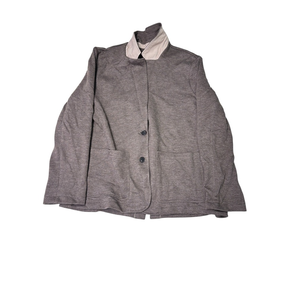 Faherty Women's XXL Grey Button Front Knit Blazer Jacket Organic Cotton Recycled